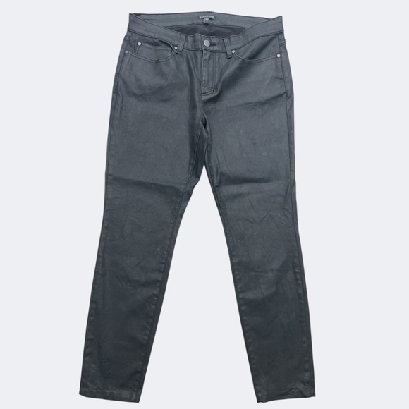Eileen Fisher Jeans Womens 12 Coated Organic Cotton Stretch Straight Leg Made US - Picture 1 of 11